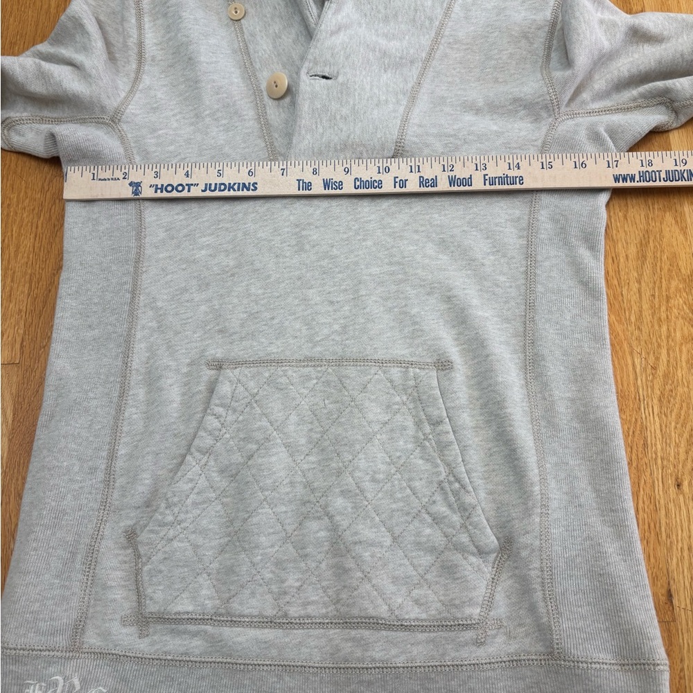 Vtg Ralph Lauren Rugby Beige Hoodie Kangaroo Pockets Elbow Patches size M - Picture 8 of 14